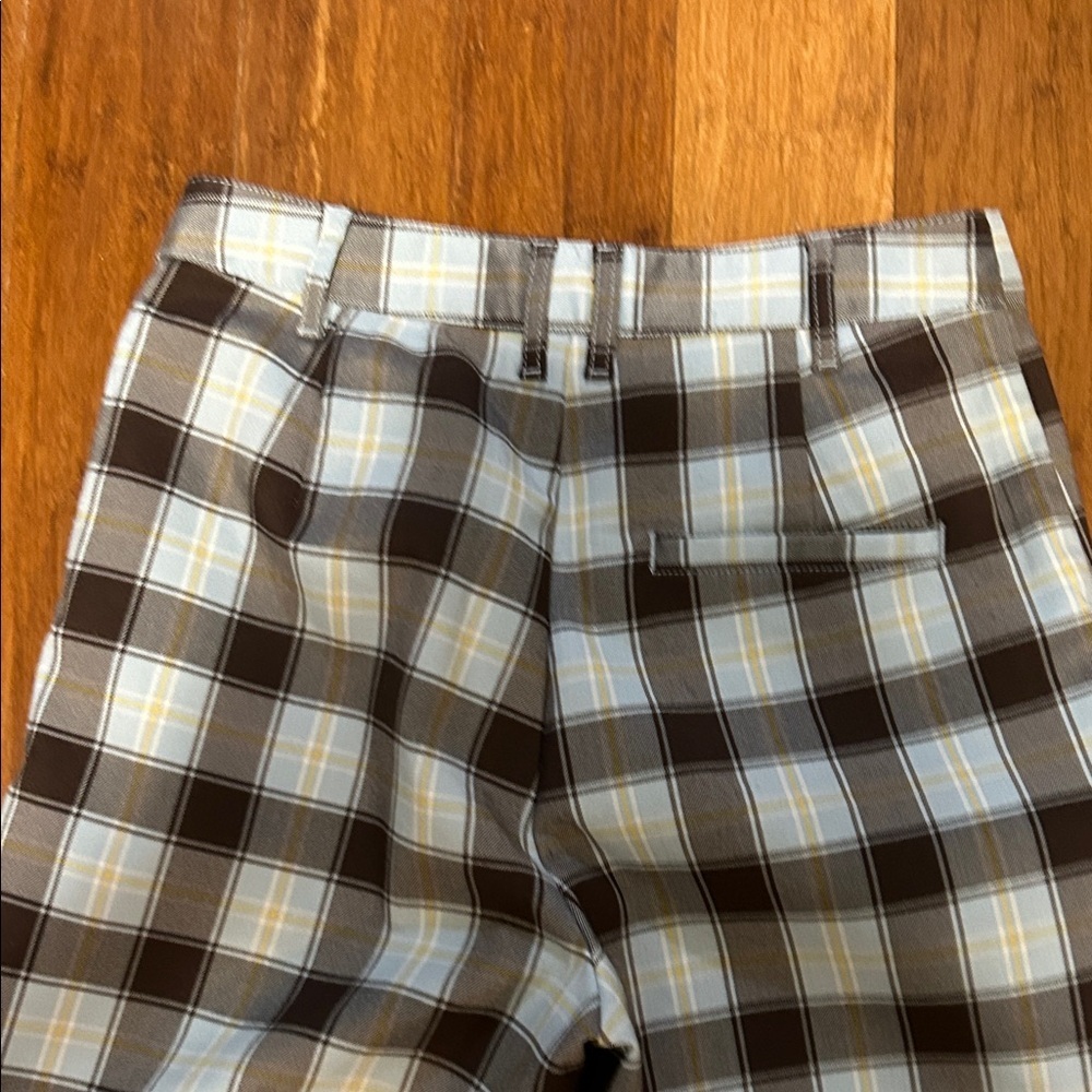 Urban Outfitters Checkered Trousers Size 2 Brown Cream Plaid Straight Leg Pants - Picture 8 of 10